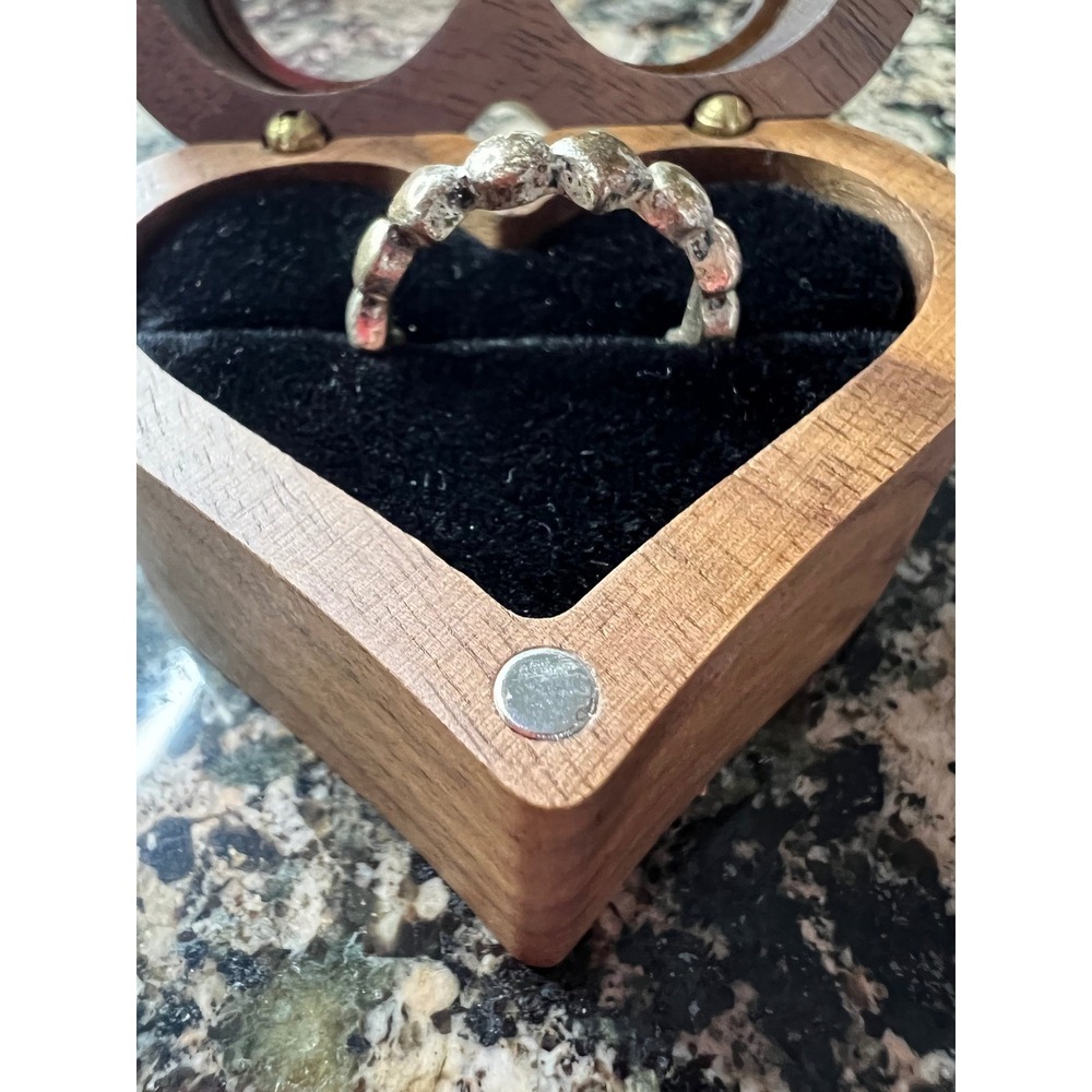 Textured Silver Tone Organic Pebble Band Ring Brutalist Scupltural Statement